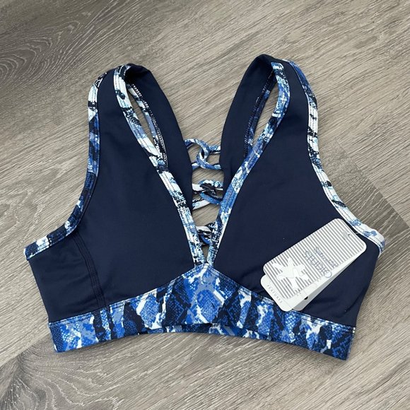 Splendid Other - NWT Splendid Blue Snakeskin Printed Sports Bra XS Women's Strappy in Back